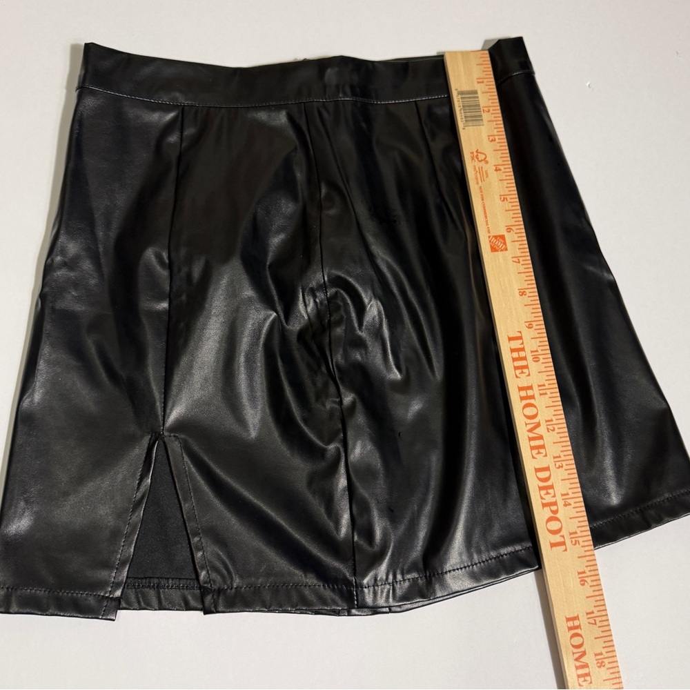 SHEIN Black Faux Leather Midi Skirt